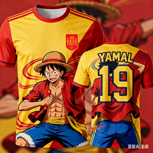 Bandai | 2026 New Arrival - Special Edition "One Dragon" Spanish Football Jersey - Round-neck Top - Suitable for Childrens Football Spor
