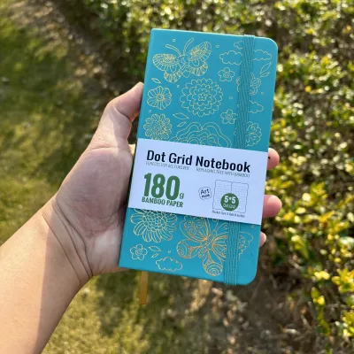 BUKE Bujo B6 Dotted Journal Dot Grid Notebook Pocket Size And 180gsm Bamboo Paper 80 Pages With Butterfly And Bloosm