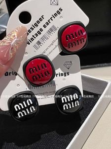 Black And Red Color Collision Geometric Letter Hoop Earrings Womens Fashion Jewelry Unique Personality Ear Jewelry