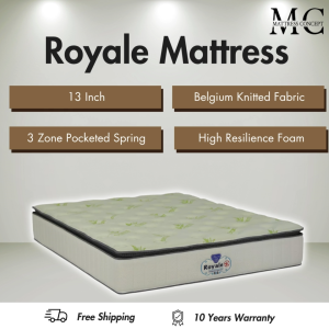 (Mattress Concept SG ) Royale 13 Inch 3 Zone Pocketed Spring Mattress /Single/Super Single/Queen/King