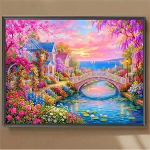 Kayou | Oil Painting By Numbers Romantic Seaside Town DIY Number Drawing Canvas Pictures By Numbers Home Decor Large Size
