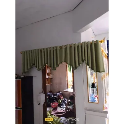poni gorden atas pintu panjang 3 meter Tinggi 60 cm gorden mewah murah Hordeng Blackout Minimalis Model semokring silver 200x150cm