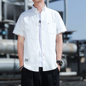 ROMON | Lomond Mens Short Sleeve Cotton Shirt Summer New Fashion Casual Loose Top Business Outerwear Pure Cotton Button-up Shirt