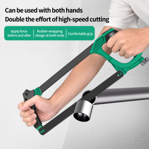 6-Inch Aluminum Hacksaw with Dual 8TPI/24TPI Blades Adjustable 45° & 90° Cutting Angles TPR Soft-Grip Handle for Metal/Wood/PVC