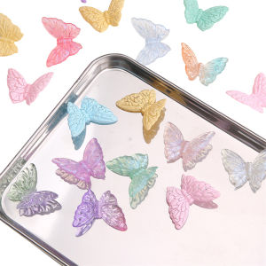 5ชิ้นสุ่มสีผสมอะคริลิค37X27มม. ลูกปัดผีเสื้อขนาดใหญ่รู2มม. สำหรับพวงกุญแจกำไลสร้อยคองานหัตถกรรมอัญมณี DIY