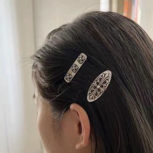 Retro Aged Dark Cross Hair Clip Womens INS Blogger Metal Single Prong Side Part Hair Clip Fashionable Retro Style Alloy Hair Accessories