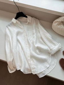 French Style Linen White Shirt Women Summer High Sensation Lazy Loose Slimming Sun Protection Top Coat Shirt Korean Version