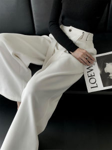 High Waist Wide Leg Pants Womens Straight Cut Loose Fit Autumn Winter New Style Casual Trousers Cotton Polyester Spandex Blend