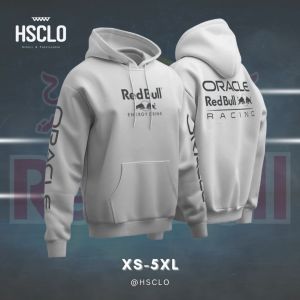 Hoodie Sweater Jumper HSCLO RED BULL ORACLE WHITE HOODIE Bahan Fleece Jaket Lengan Panjang Ukuran Jumbo Big Size XS S M L XL XXL 3XL 4XL 5XL