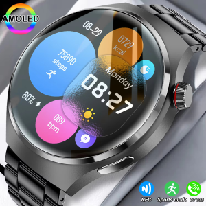 LAXASFIT 2025 New Mens Smart Watch HD Screen Heart Rate Bluetooth Call NFC Smartwatch For Men Women Holiday Gifts