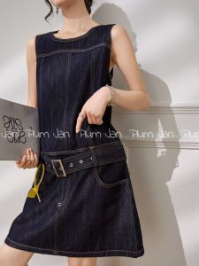 PlumJan | Đầm Jean Tay Ngắn Cổ Tròn Mùa Hè