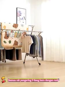 Extendable/Foldable Ampaian baju 240cm Double Pole Hangers Stainless Steel Cloth Hanger Clothes Drying Rack/ Penyidai Baju Rak Outdoor Balcony  晾衣架