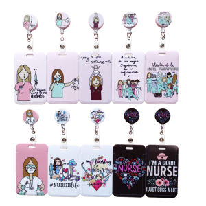 Doctor Nurse Retractable Buckle Clip Card Holder Horizontal Business Badge Reel Clip Cardholder Hospital Worker Hang Credencial