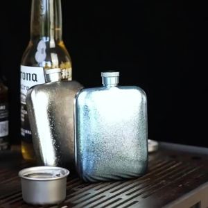 Tiartisan Titanium Hip Flask 170ml/230ml Chai Đựng Rượu Cầm Tay Siêu Nhẹ Dành Cho Du Lịch Ngoài Trời Túi Đựng Rượu Whisky Mini Pot Sandblasted/Silvery