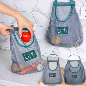1-6PCS Portable Kitchen Storage Mesh Bag Household Multi-Purpose Fruit Wall Hanging Bag Hanging Mesh Bag Bathroom Storage Bag