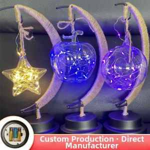 Romantic Christmas Copper Wire Star-Shaped Glass Decorative Night Light