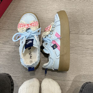 KAKA Original Butterfly Knot Green Canvas Shoes Womens Thick Bottom Slip-On Breathable Summer Shoes Fashionable College Style
