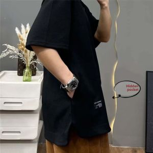 Buy One Get One Free Hidden Pocket Heavyweight Breathable Mens Short Sleeve round Neck Summer Solid Loose plus Size T-Shirt