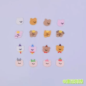 022Lovely Little Bear Head Series Emoji Decoration DIY Embroidery Patches Sticker/ Ironing Self-adhesive fabric Haberdashery