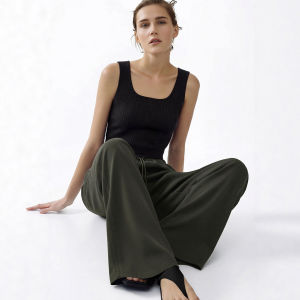 AMII | Elastic Adjustable Waist Loose Wide Leg Casual Pants Versatile Draping Trousers