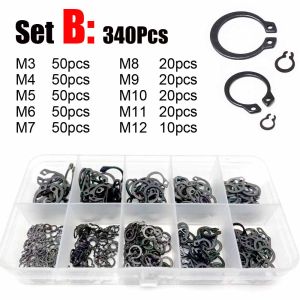 1Box GB894 M3 M4 to M20 Assortment Kit Black 65mn Stainless Steel Shaft Bearing Retaining Clip Snap Ring C Type External Circlip