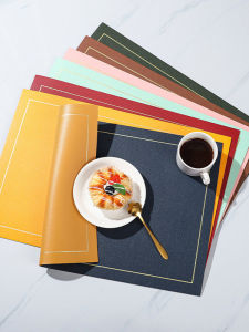 Nordic Style Leather Dining Mat Square Waterproof PVC Heat Insulation Pad Double Color Dinner Plate Mat High End Dining Pad