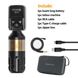 Ambition Stroke 4.0mm Rotary Tattoo Machine Coreless Motor Permanent Makeup Pen Grip 33mm RCA Interface For Body Art
