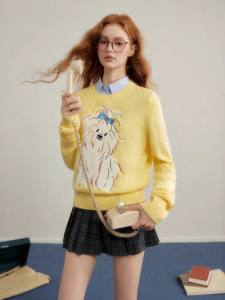 unifree | Áo Sweater Cổ Tròn Retro Dễ Thương Cho Nữ