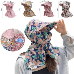 🔥ขายดีใหม่2024กระบังแสงแบบบูรณาการป้องกันคอและผ้าคลุมหน้าพิมพ์ลายฤดูร้อนแฟชั่นกลางแจ้งงานเกษตรกรรมหน้ากากที่หายใจได้หมวกหมวกนักตกปลาป้องกันแสงแดด