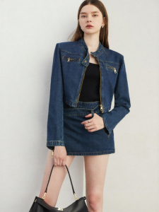 D-PLAY | Stylish Blue Denim Jacket and Shorts Set