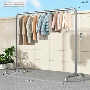 Thick Single Bar Standing Outdoor Indoor Drying Rack Galvanized Steel