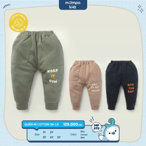 Quần dài cho bé Mompa 1-5 tuổi vải nỉ Cotton da cá ấm áp mềm mịn co giãn thoáng khí 872