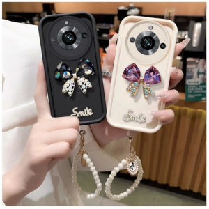 Phone Case เคส Realme 11 Pro + Plus 5G เคสโทรศัพท์ผีเสื้อไรน์สโตนหรูหราพร้อมเลนส์ป้องกันสร้อยข้อมือไข่มุก Realme11Pro ซิลิโคนนิ่มกันกระแทก + 2024