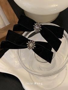 Baroque Style Velvet Hair Clip Womens Side Clip Sparkling Diamond Fashion Hair Accessories Fresh out Original Design Jojo Wang