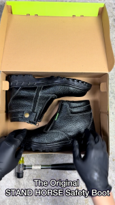 STAND HORSE 506S Sepatu Safety Boots Pria Zipper Ujung Besi Synthetic Leather Size 38-44