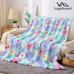 Pastel Blue Mixed Wildflower Flannel Blanket Warm Soft Halloween Christmas Decorative Couch Warm Cozy All-Season Gift