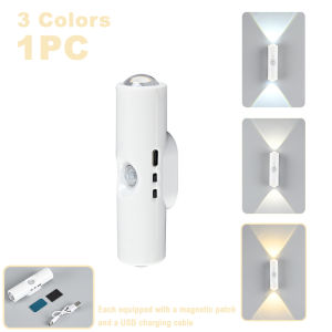 LED Motion Sensor Light RGB Gradient Double Head Lamp Rechargeable Magnetic Wall Lamp for Hallway Cabinet Stair