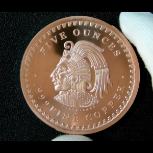 5 AVDP Oz Ancient Aztec Tribute Calendar .999 Fine Copper Round Medal GSM USA 5 Oz Copper Round Medal COPPERMAN