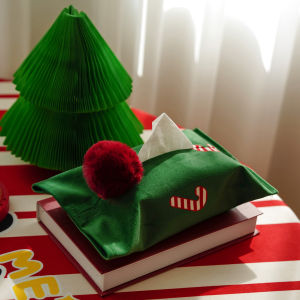 Creative Velvet Tissue Box Christmas Gift Living Room Drawstring Paper Towel Holder Korean Style Macaron Color Handmade