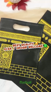 (1KODI) Tas Spunbond Kabah Hitam Tas Spunbond Kabah Plong Tas Oleh-oleh Haji dan Umrah Tas Souvenir Haji dan Umrah