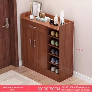 TENGYAGAO | Dustproof Storage Wooden-Color Shoe Cabinet