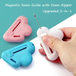 2-in-1 Magnetic Seam Guide & Seam Ripper Adjustable Universal Sewing Machine Accessories with Scale Hemmer Guide Ruler