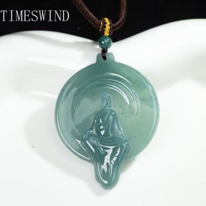 TIMESWIND Original Natural A-type Jade Enlightened Formless Buddha Pendant Lucky Men Women Necklace for Gift with Certificate