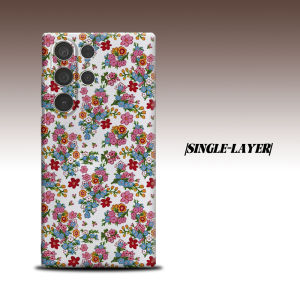 vintage ditsy floral red blue For Samsung Galaxy S26 S25 S24 A56 A36 Dual Layer Luxury Fashion Full Lens Protective Case