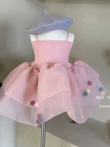Princess Style Girls Summer Dress Strapless Skirt Cute Fluffy Tulle Skirts Childrens Fashionable Birthday Party Dresses