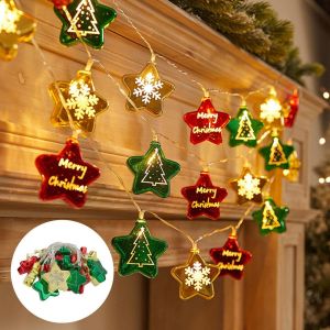 1pc 10LED Christmas Electroplated Star Battery Powered String Light Christmas Fairy Atmosphere For Festive Christmas Decor