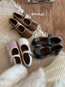 Giày Đế Bằng Mary Janes Đệm Lông Cừu Thoải Mái Cho Nữ Mùa Thu Đông Thường Ngày Giày Đế Bằng Thoải Mái Giày Đế Bằng Đa Năng