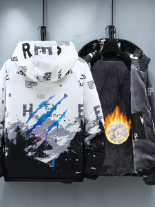 Thickened Fleece Autumn Winter Jacket for Teenage Boys Casual Stylish Cotton Coat Long Sleeve Breathable Zipper Closure Coat