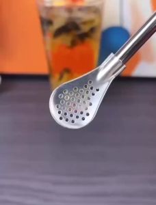 Ống hút inox ống hút kèm muỗng ống hút có đầu lọc khuấy inox 2 trong 1 nhỏ gọn tiện lợi - Happy Home 4U