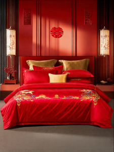 FUANNA (富安娜) | Bộ Đồ Chăn Ga Gối Cưới Bằng Cotton Sạch